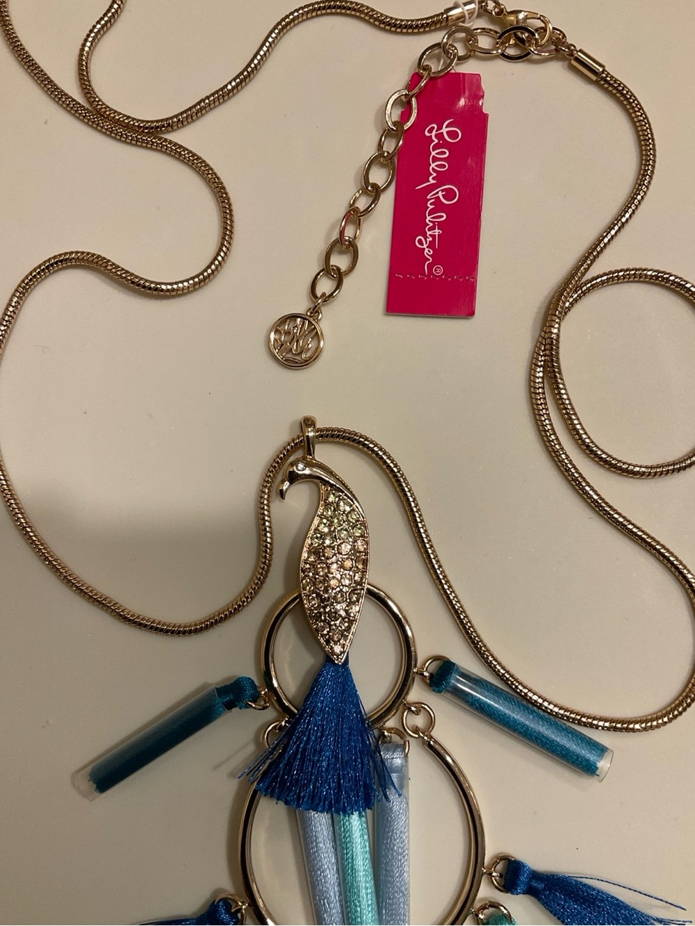 Lilly Pulitzer Palm Beach Pretty Peacock Tassel Necklace